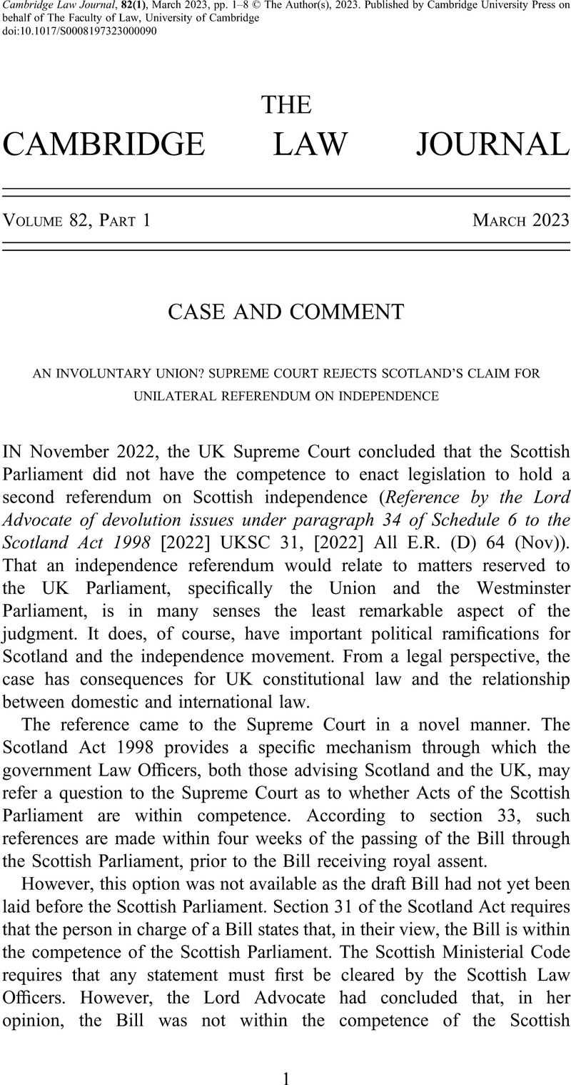 An Involuntary Union Supreme Court Rejects Scotland S Claim For