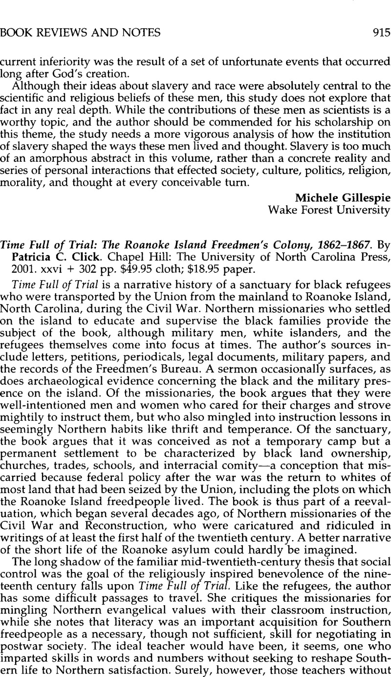 Time Full Of Trial The Roanoke Island Freedmen S Colony 18621867 By