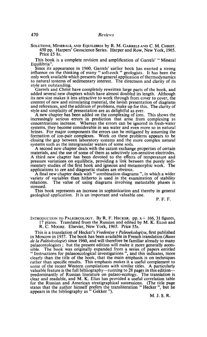 Introduction To Paleoecology By R F Hecker Pp X 166 31 Figures