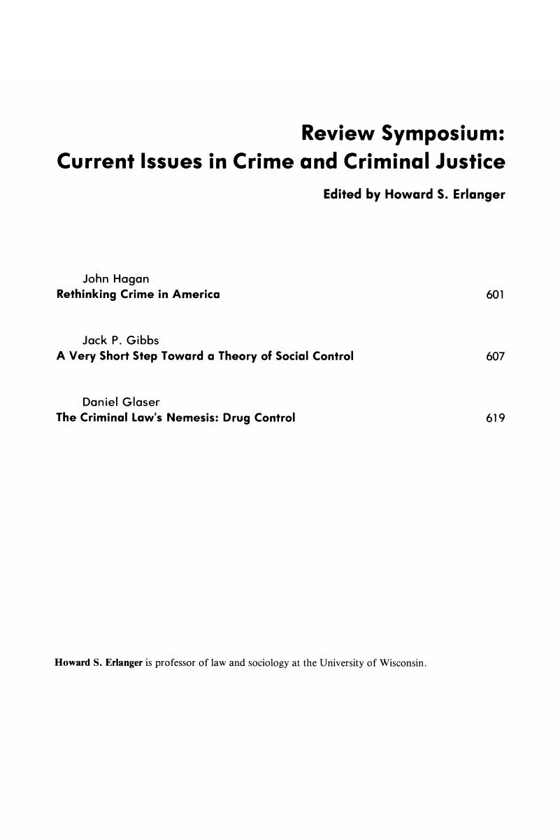 Review Symposium Current Issues In Crime And Criminal Justice