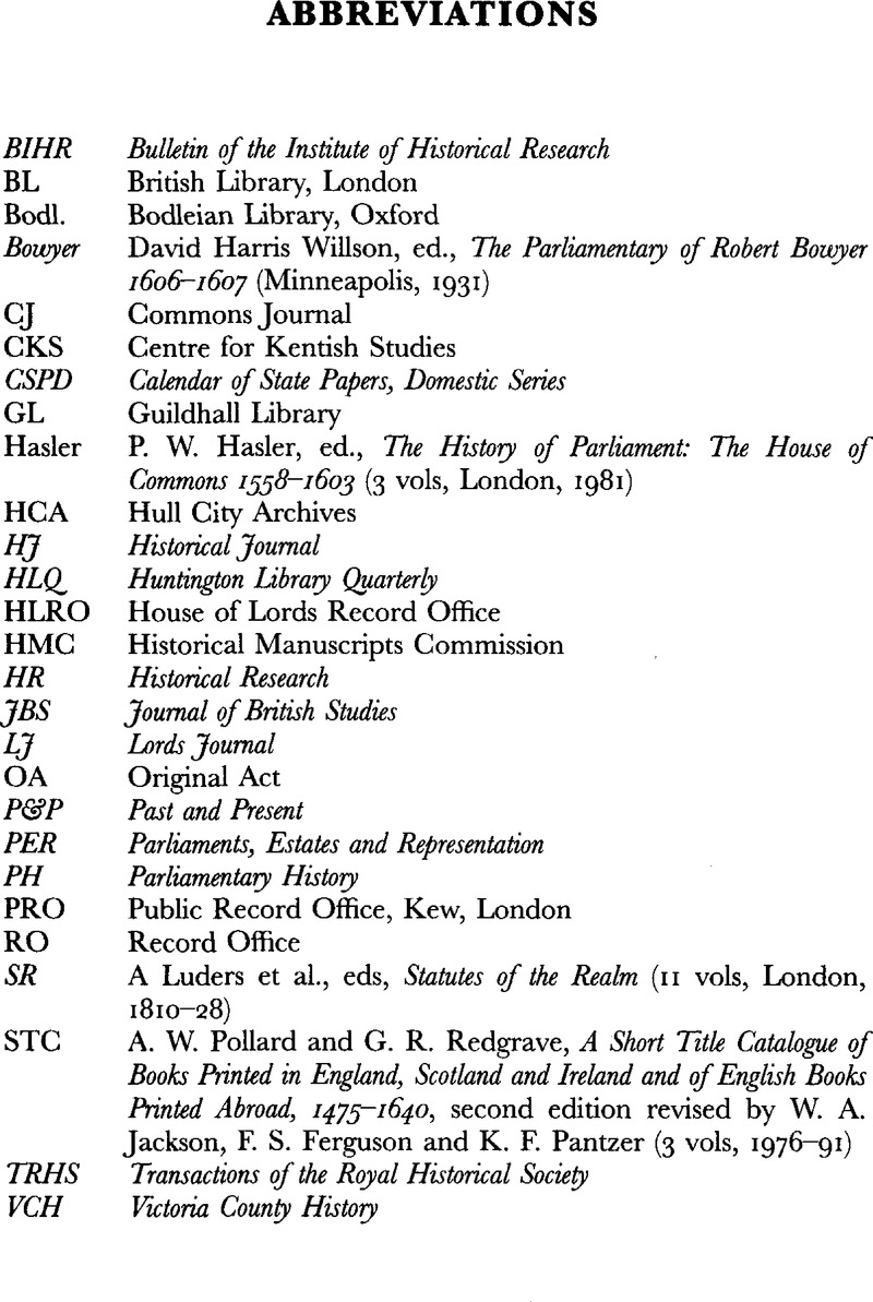 Abbreviations Royal Historical Society Camden Fifth Series