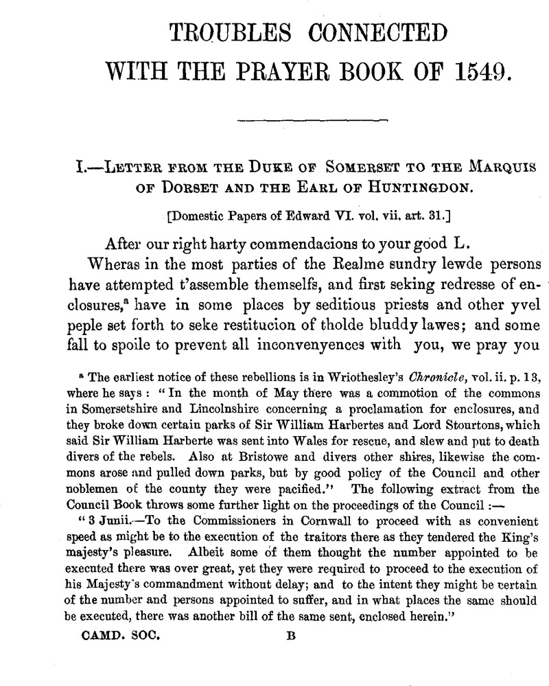 Troubles Connected With The Prayer Book Of Camden New Series