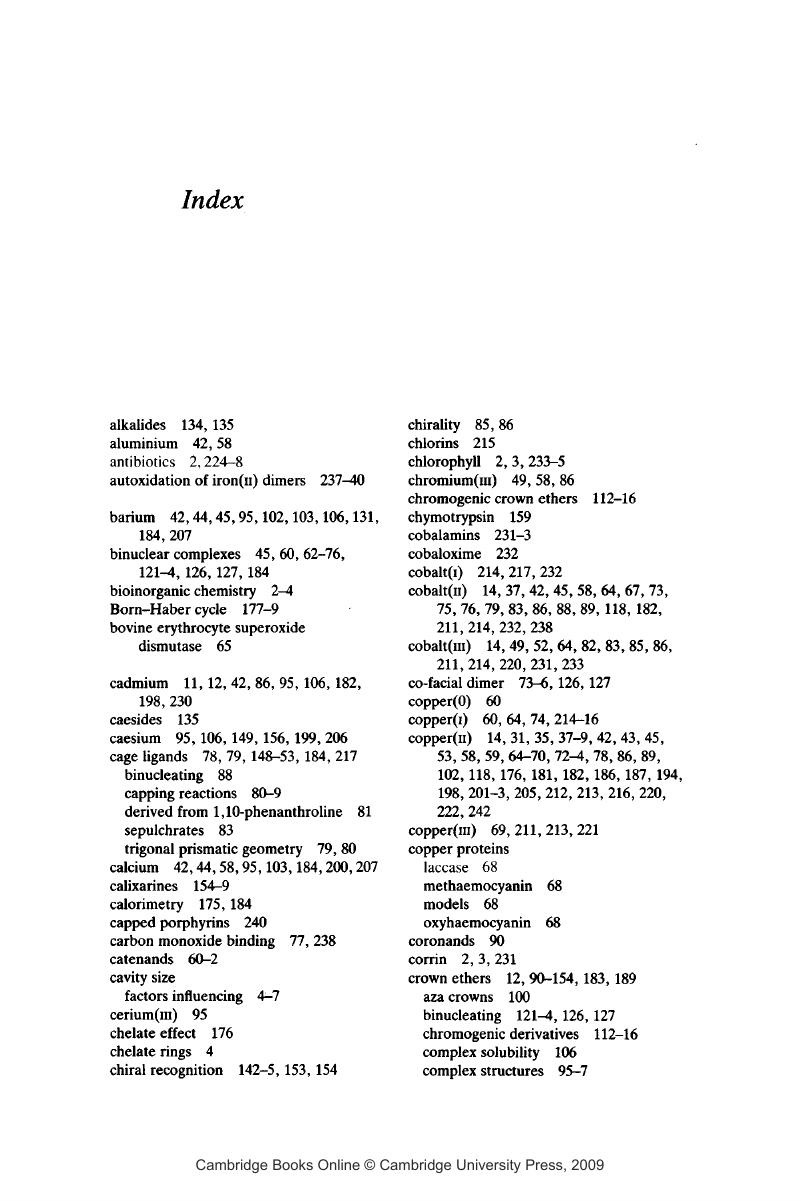 Index The Chemistry Of Macrocyclic Ligand Complexes