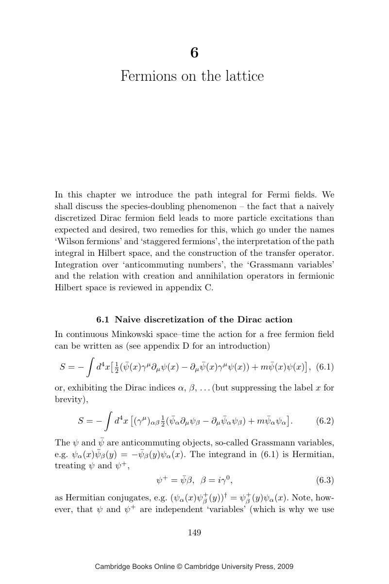 Fermions On The Lattice Chapter Introduction To Quantum Fields On