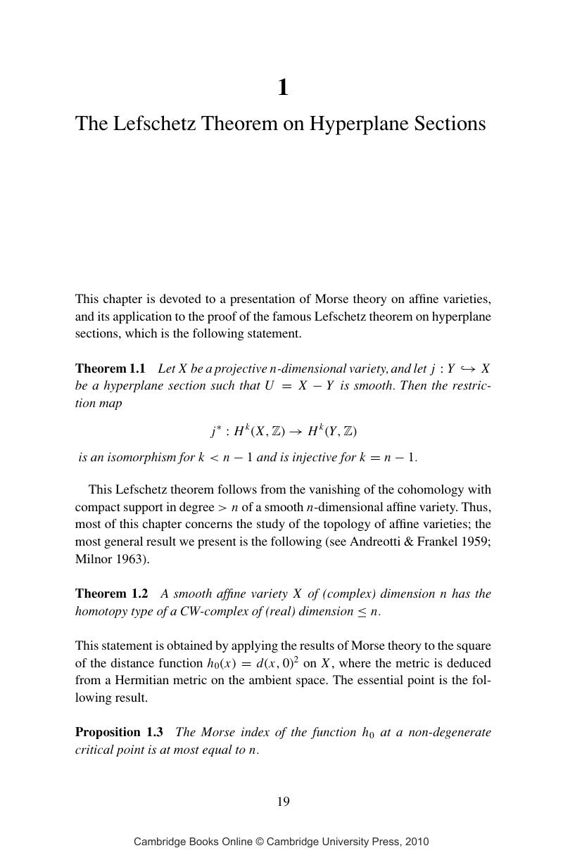 The Lefschetz Theorem On Hyperplane Sections Chapter Hodge Theory