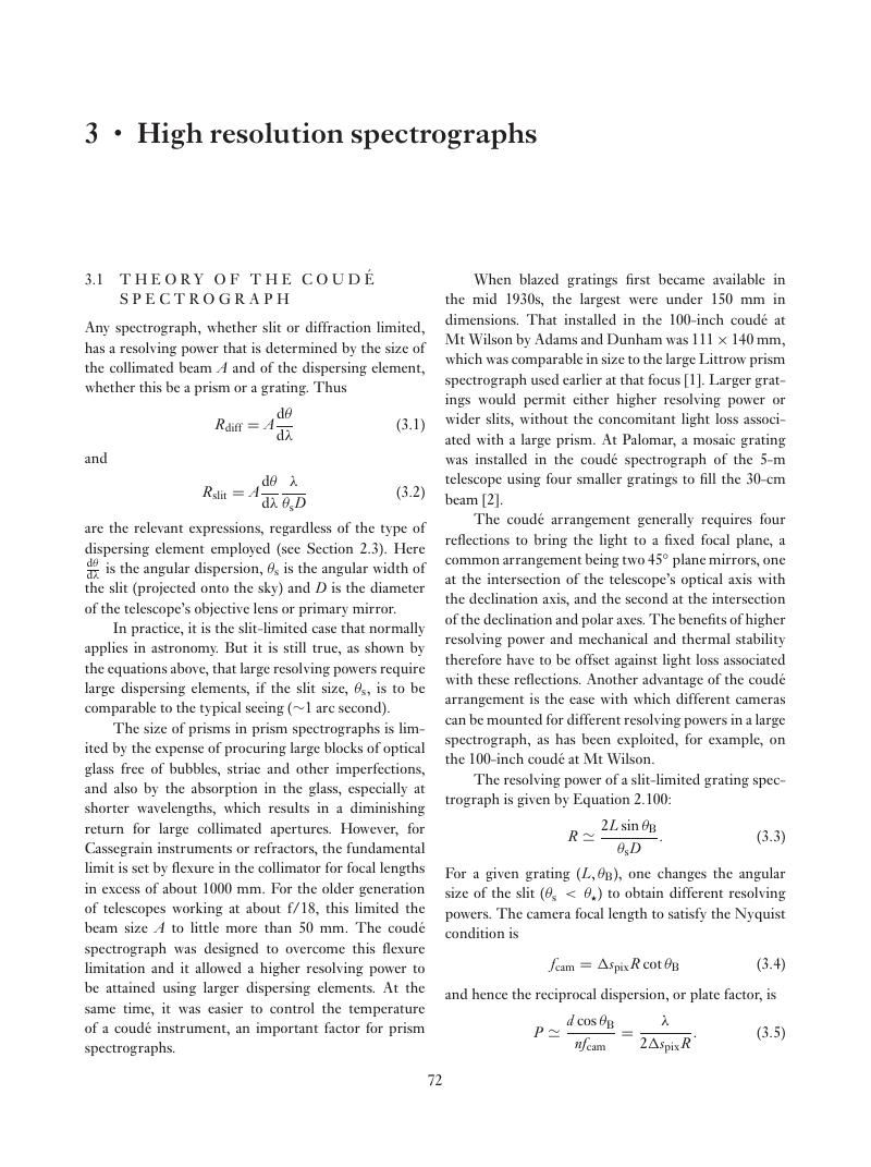 High Resolution Spectrographs Chapter 3 Astronomical Spectrographs