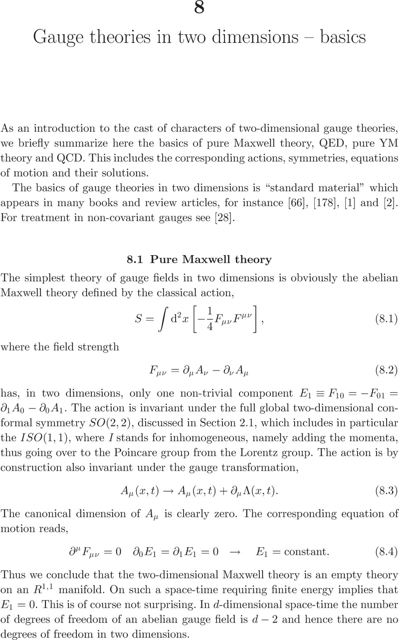 Gauge Theories In Two Dimensions Basics Chapter Non