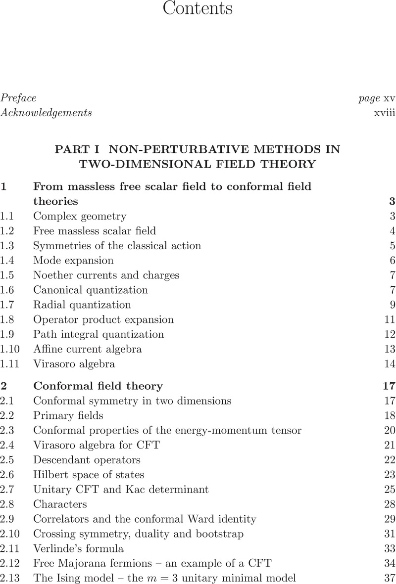 Contents Non Perturbative Field Theory