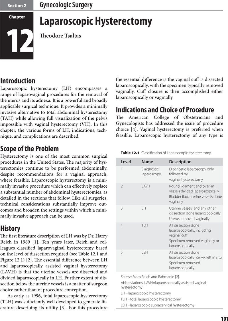 Laparoscopic Hysterectomy Chapter 12 Gynecologic Care