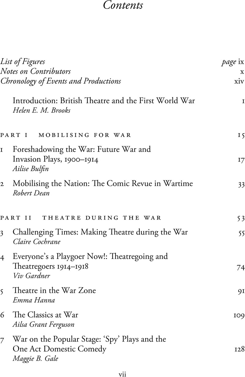 Contents The Cambridge Companion To British Theatre Of The First