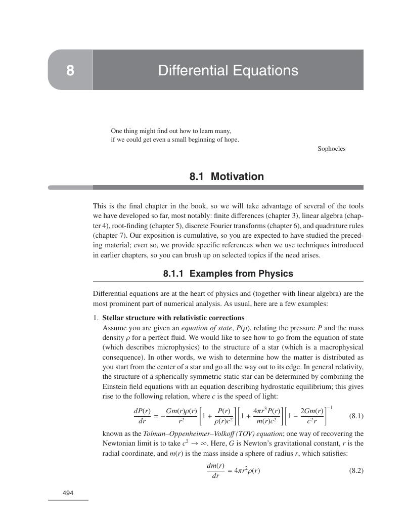 Differential Equations Chapter Numerical Methods In Physics With