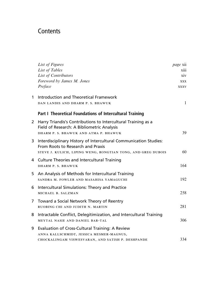 Contents The Cambridge Handbook Of Intercultural Training