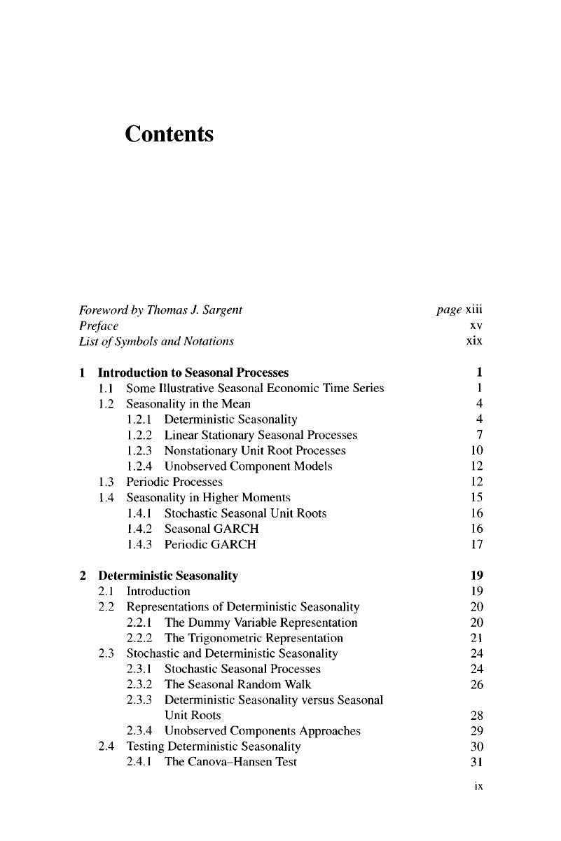 Contents The Econometric Analysis Of Seasonal Time Series