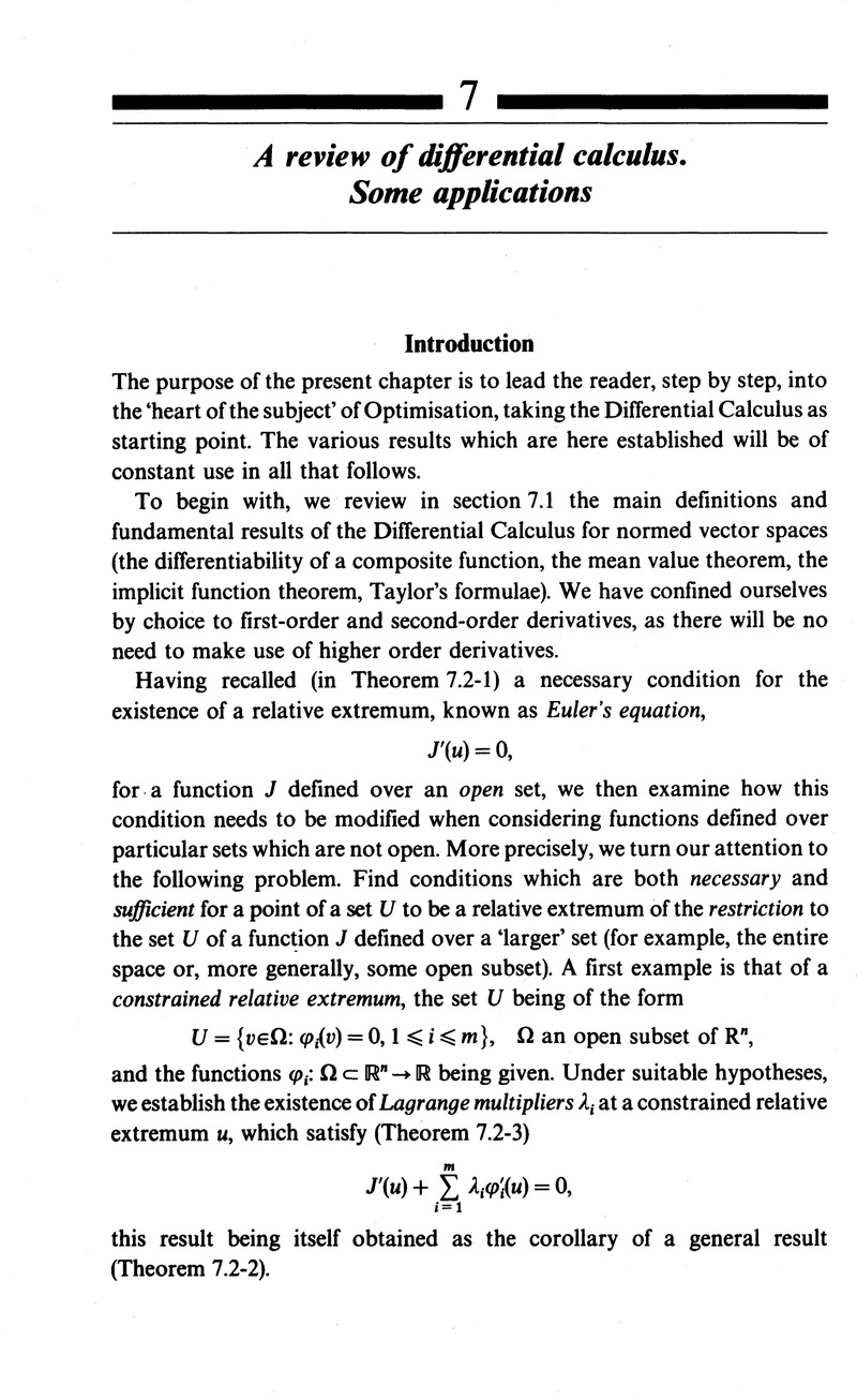 A Review Of Differential Calculus Some Applications Chapter 7