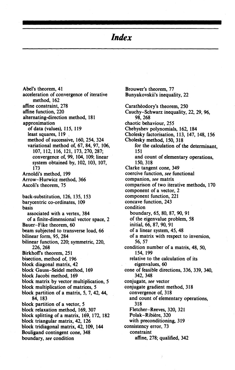 Index Introduction To Numerical Linear Algebra And Optimisation