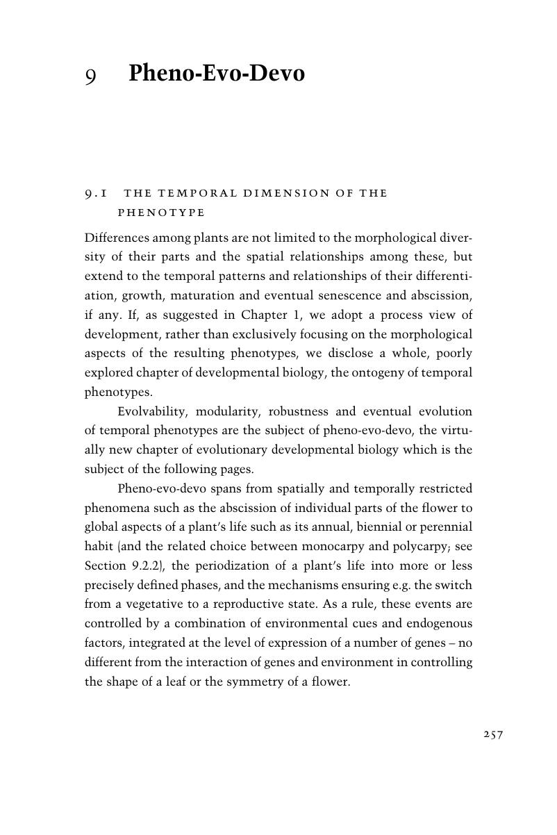 Pheno Evo Devo Chapter 9 Plant Evolutionary Developmental Biology