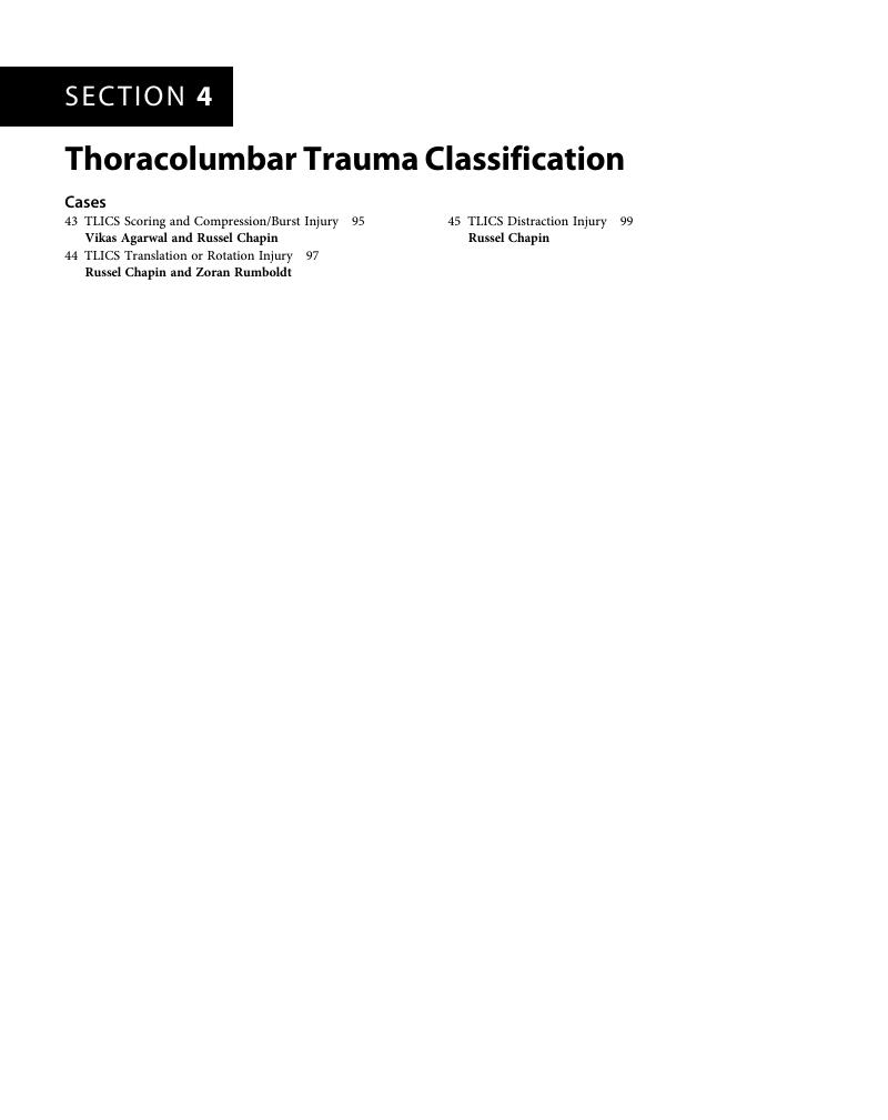 Thoracolumbar Trauma Classification Section Clinical Imaging Of