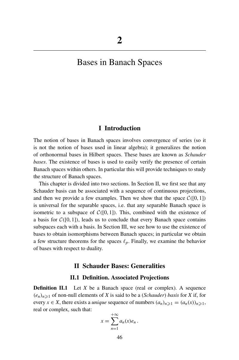 Bases In Banach Spaces Chapter Introduction To Banach Spaces