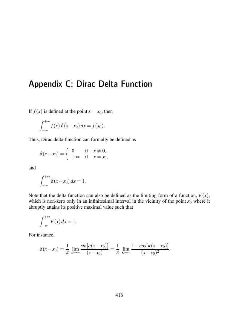 Dirac Delta Function Appendix C Fundamentals Of Quantum Mechanics