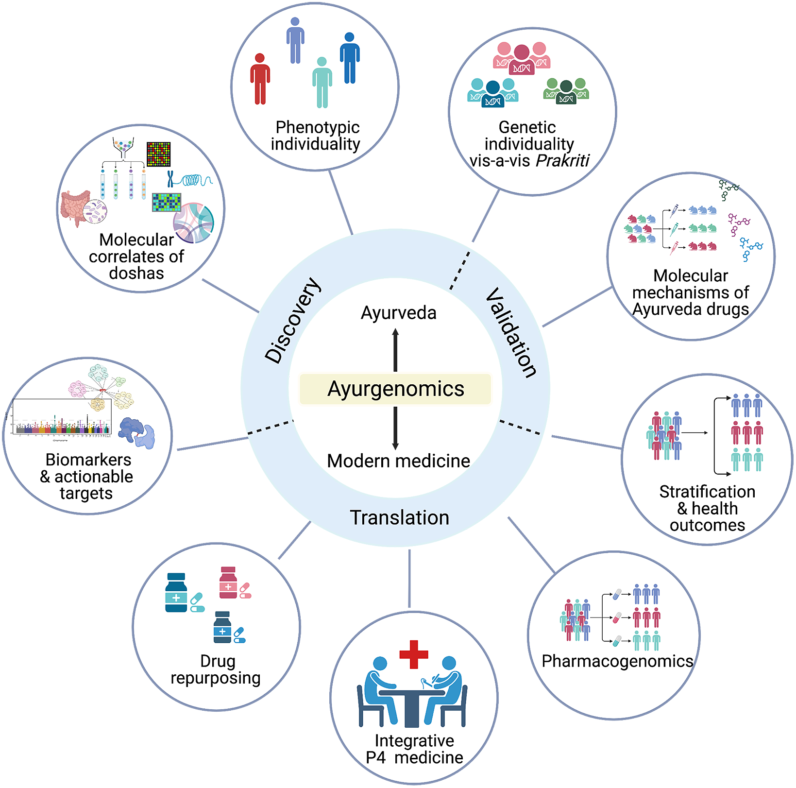 graphical abstract for Ayurgenomics-based frameworks in precision and integrative medicine: Translational opportunities - open in full screen