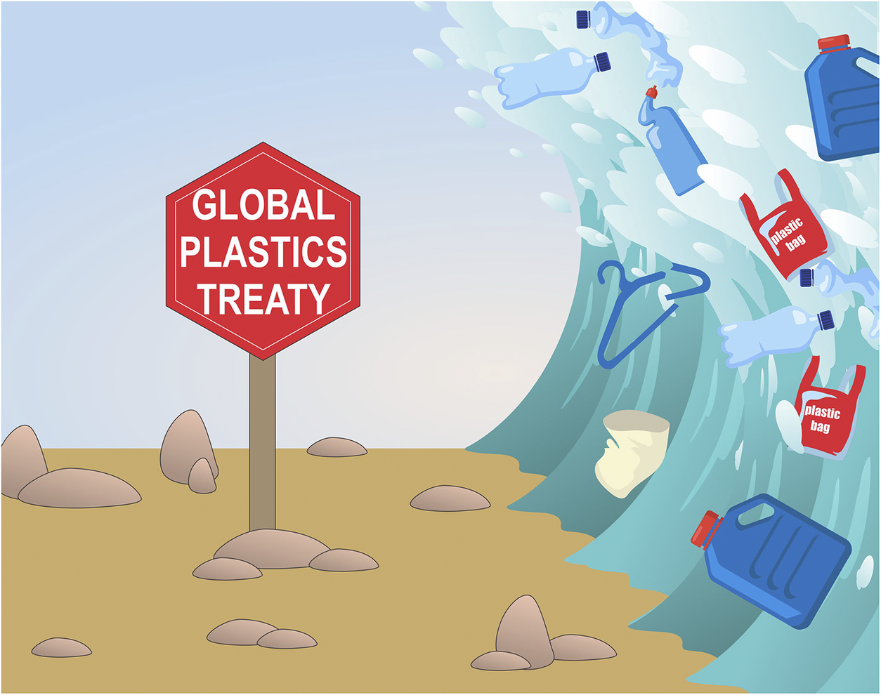 graphical abstract for Will the Global Plastics Treaty break the plastic wave? The beginning of a long discussion road - open in full screen