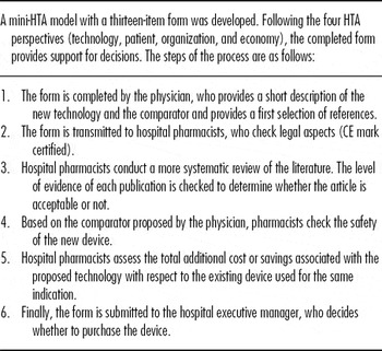 HOSPITAL-BASED HEALTH TECHNOLOGY ASSESSMENT FOR INNOVATIVE MEDICAL ...