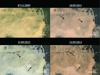 Satellite evidence of archaeological site looting in Egypt 2002