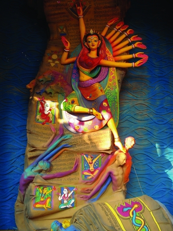 Illustration of a durga puja pandal in kolkata on Craiyon