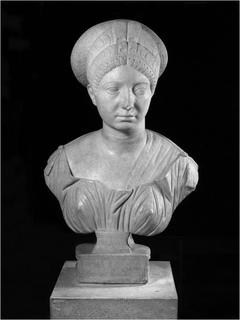 Portrait bust of a Roman woman at the ti - Roman as art print or