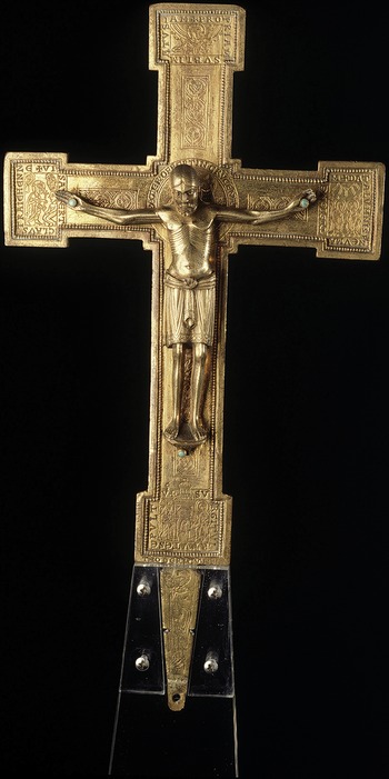 Church Crucifix, Italian Corpus, Red or Blue Drape, Wooden Cross, USA