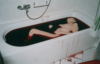 decomposed body in bathtub