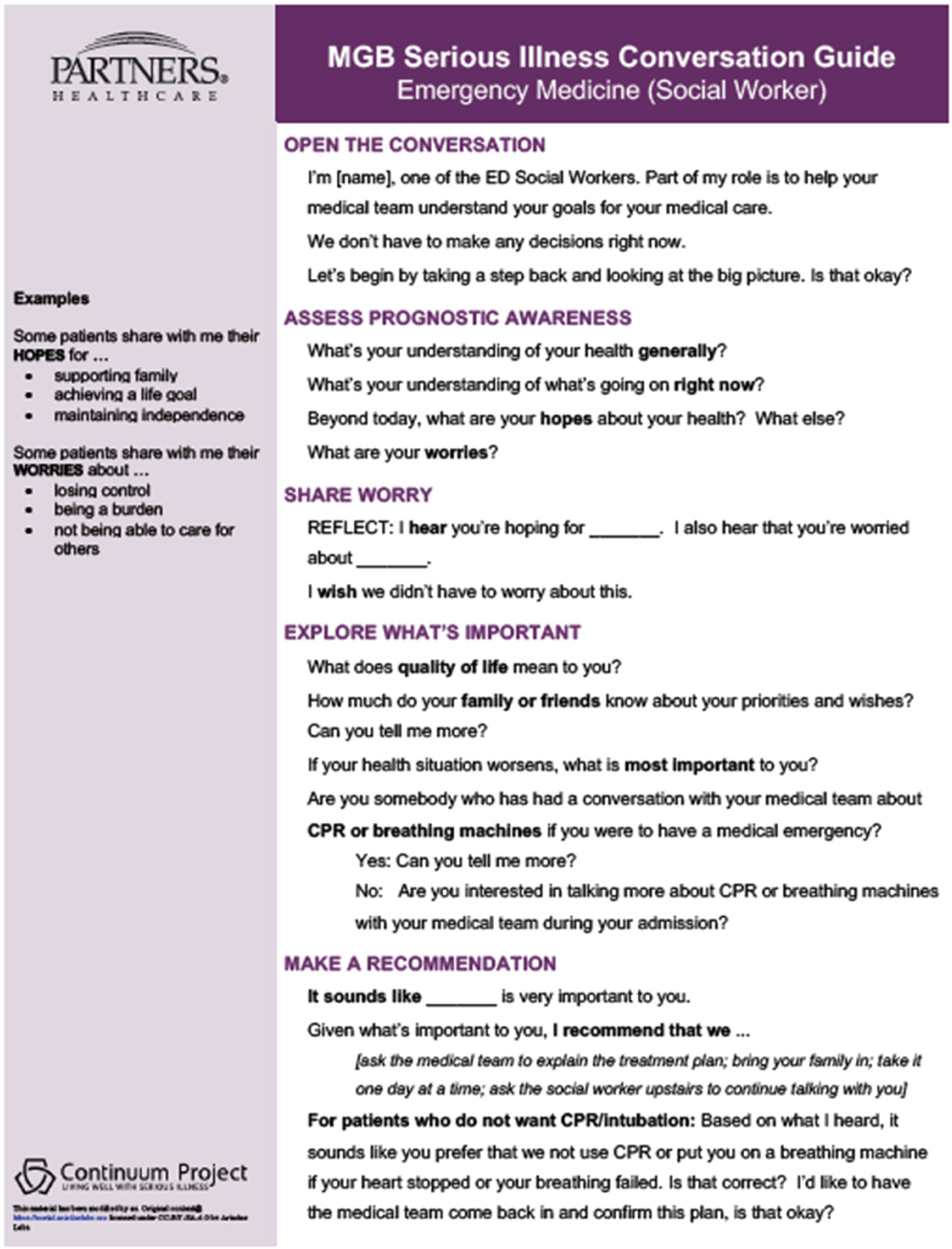 Adapting The Serious Illness Conversation Guide For Use In The ...