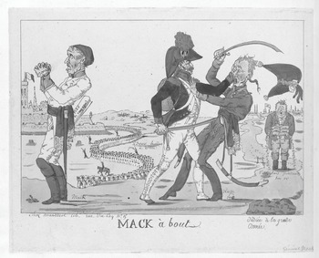 Napoleon: Caricature of a Warrior Man on a Horse Skeleton - in