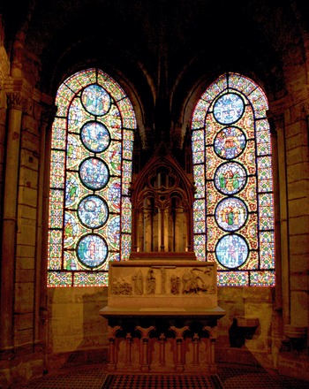 Stained Glass Notre Dame De Senlis Womens Leggings