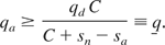 \begin{equation}
q_a\geq\frac{q_dC}{C+s_n-s_a}\equiv\ul{q}.
\end{equation}