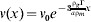 v \lpar x \rpar \equals v_{\setnum{0}} e^{ \minus \setnum{3}{{\rmrho_{g} \rmGamma } \over {a \rmrho_{m}}}x}