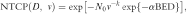 {\rm{NTCP}}( {D,v} ) = \exp [ { - N_0 v^{ - k} \exp \{ { - \alpha {\rm{BED}}} \}} ]