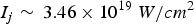$I_j \sim \, 3.46 \times 10^{19\, \, } W/cm^2 $