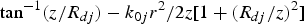 $\tan^{ - 1} \lpar z/R_{dj} \rpar - k_{0j} r^2 /2z\lsqb 1+\lpar R_{dj} /z\rpar ^2 \rsqb $