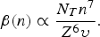 \beta \lpar n\rpar \propto {{N_T n^7 } \over {Z_{}^6 \upsilon }}.
