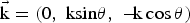 ${\rm \vec k} = \left(0\comma \; {\rm k sin \theta}\comma \; -\! {\rm k}\cos {\rm \theta} \right)$