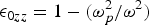 ${\rm \epsilon}_{0zz} = 1 - {{\lpar\rm \omega}_p^2 / {\rm \omega}^2\rpar}$