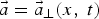 $\vec{a}=\vec{a}_{\bot} \lpar x\comma \; t\rpar $