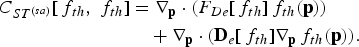 \eqalign{C_{ST^{\lpar sa\rpar }} \lsqb\, f_{th}\comma \; f_{th}\rsqb &= \nabla_{\bf p} \cdot \lpar F_{De} \lsqb\, f_{th}\rsqb\, f_{th} \lpar {\bf p}\rpar \rpar \cr &\quad + \nabla_{\bf p} \cdot \lpar {\bf D}_e \lsqb\, f_{th}\rsqb \nabla_{\bf p}\, f_{th} \lpar {\bf p}\rpar \rpar . \cr}