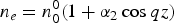 $n_e=n_0^0 \lpar 1+{\rm \alpha} _2 \cos qz\rpar$