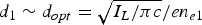 $d_1 \sim d_{opt}=\sqrt {I_L /\pi c} /en_{e1}$