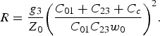 R={{g_3 } \over {Z_0 }}{\left({{{C_{01}+C_{23}+C_c } \over {C_{01} C_{23} w_0 }}} \right)}^2 .
