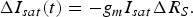 \Delta I_{sat} \lpar t\rpar =- g_m I_{sat} \Delta R_S.\eqno\lpar 2\rpar
