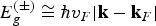 $E_g^{\lpar \pm \rpar } \cong \hbar v_F \vert {{\bf k} - {\bf k}_F } \vert $