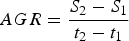 {AGR = {S_2 - S_1 \over t_2 - t_1}}